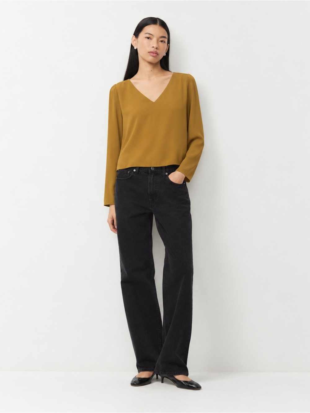 Babaton Murphy long-sleeve V-neck blouse